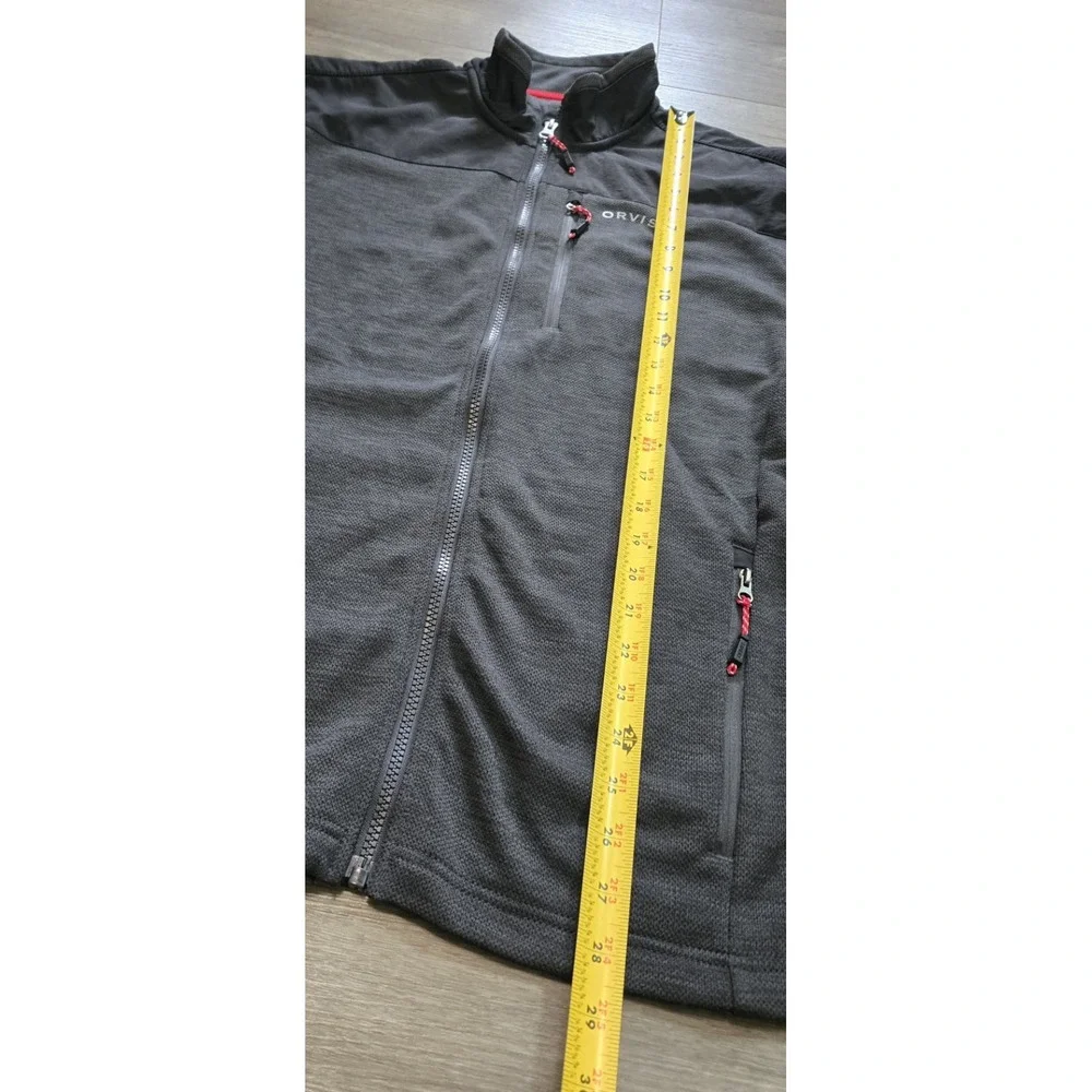Mens ORVIS Gray Black Bonded Mesh Full Zip Fleece Casual Jacket Size Medium